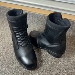 Sedici Street Riding Motorcycle Black Leather Mid Calf Boot Zip/Snap Womens Sz 6